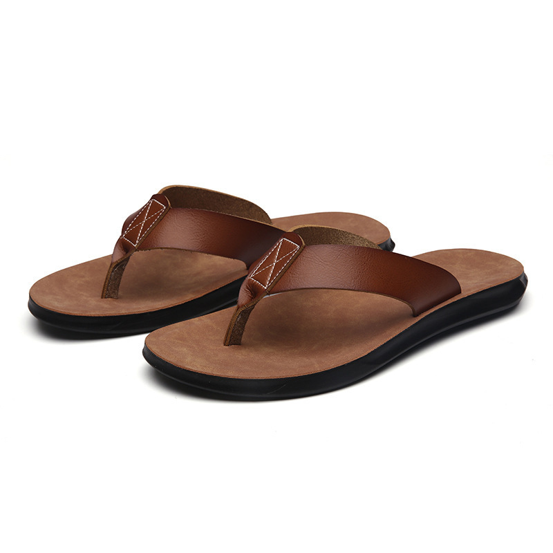 Men'S Shoes Lightweight - 38-47 New Italian Leather Flip-flops for