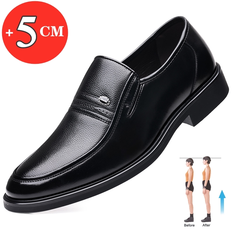 Men Shoes Official - Men Flat/5cm Dress Shoes Formal Leather